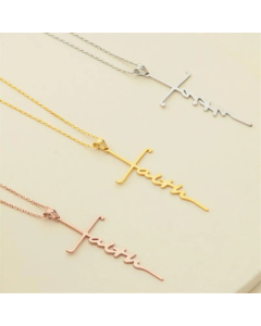 Minimalism Cross Letter Stainless Steel Titanium Steel Plating Hollow Out Pendant Necklace CA07830456