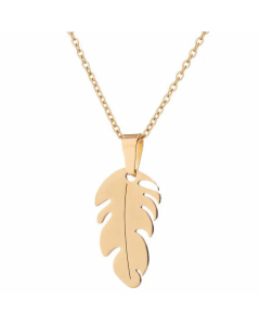 Non-Fading Feather Pendent Titanium Steel Plating Necklace CA07830464