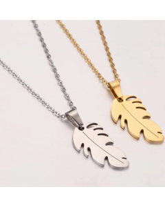 Non-Fading Feather Pendent Titanium Steel Plating Necklace CA07830464