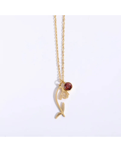 Elegant Flower Lotus Stainless Steel Plating Inlay Zircon Pendant Necklace CA07830467