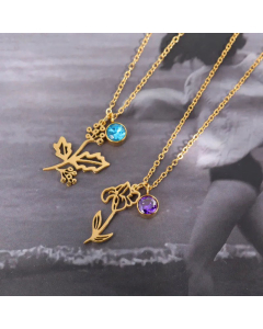Elegant Flower Lotus Stainless Steel Plating Inlay Zircon Pendant Necklace CA07830467