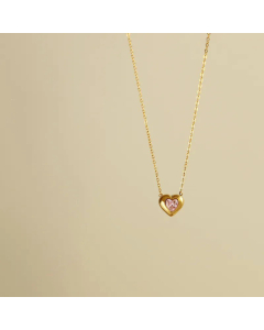 Classic Heart Shape Plating Inlay Zircon Pendant Stainless Steel Necklace CA07830469