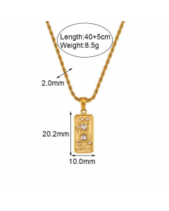 Retro Square Star Moon Tag Pendent Stainless Steel Necklace CA07830470