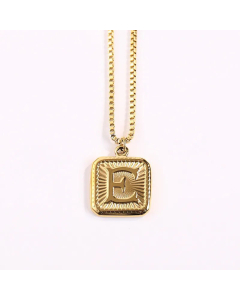 Minimalism Square Letter Pendant Box Chain Stainless Steel Plating Necklace CA07830473