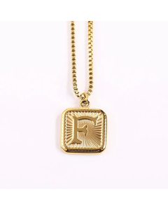Minimalism Square Letter Pendant Box Chain Stainless Steel Plating Necklace CA07830473