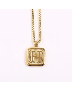 Minimalism Square Letter Pendant Box Chain Stainless Steel Plating Necklace CA07830473