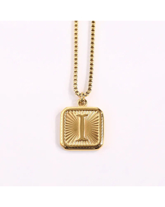 Minimalism Square Letter Pendant Box Chain Stainless Steel Plating Necklace CA07830473