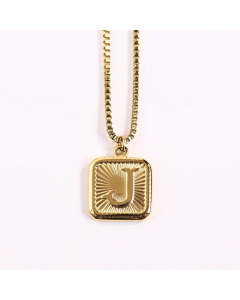 Minimalism Square Letter Pendant Box Chain Stainless Steel Plating Necklace CA07830473