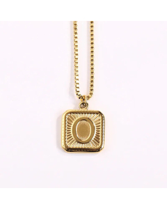 Minimalism Square Letter Pendant Box Chain Stainless Steel Plating Necklace CA07830473