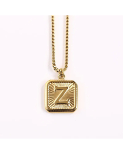 Minimalism Square Letter Pendant Box Chain Stainless Steel Plating Necklace CA07830473