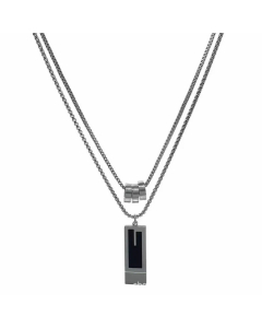 Casual Enamel Square Circle Pendent Titanium Steel Plating Layered Necklaces CA07830474