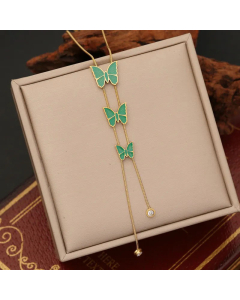 Temperament Insect Butterfly Stainless Steel Plating Enamel Pendant Necklace CA07830475