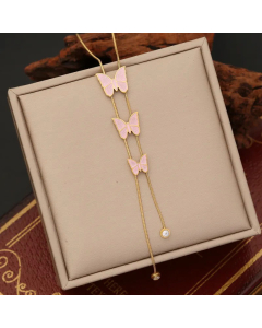 Temperament Insect Butterfly Stainless Steel Plating Enamel Pendant Necklace CA07830475