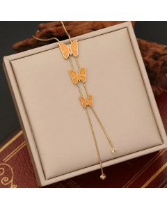 Temperament Insect Butterfly Stainless Steel Plating Enamel Pendant Necklace CA07830475