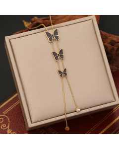 Temperament Insect Butterfly Stainless Steel Plating Enamel Pendant Necklace CA07830475