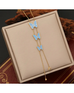 Temperament Insect Butterfly Stainless Steel Plating Enamel Pendant Necklace CA07830475