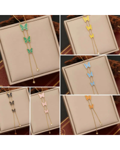 Temperament Insect Butterfly Stainless Steel Plating Enamel Pendant Necklace CA07830475