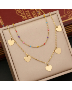 Vacation Cross Heart Shape Monn Star Stainless Steel Plating Layered Necklaces CA07830476