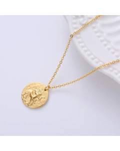 Modern Style Constellation Pendant  Aries Taurus Stainless Steel Necklace CA07830479