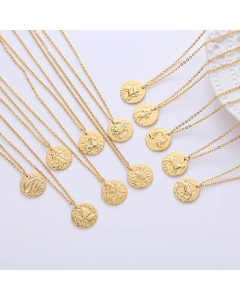 Modern Style Constellation Pendant  Aries Taurus Stainless Steel Necklace CA07830479