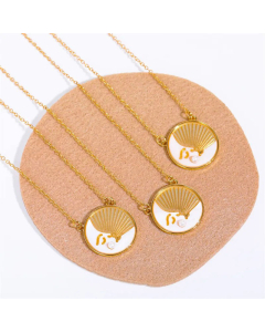 Vintage Round Sun Moon Plating Pendant Stainless Steel Necklace CA07830486