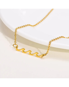 Lady Waves Pendent Stainless Steel Plating Necklace CA07830489