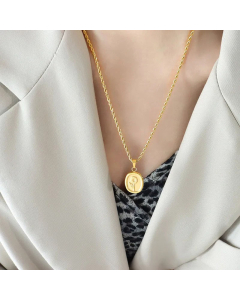 Minimalism Square Flower Pendant Titanium Steel Plating Necklace CA07830496