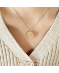 Fashion Geometric Plating Pendant Titanium Steel Necklace CA07830500