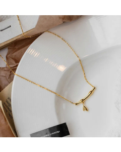 Elegant Bamboo Pendent Titanium Steel Plating Necklace CA07830502