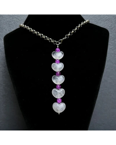 Exaggerated Heart Shape Plating Acrylic Glass Bead Stainless Steel Necklace CA07830505