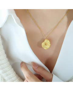 Lady Geometric Plating Zircon Pendent Titanium Steel Necklace CA07830510