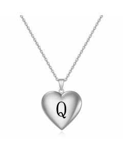 Minimalism Letter Heart Shape Plating Pendant Titanium Steel Necklace CA07830518