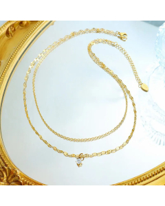 Refined Layered Zircon Pendent Titanium Steel Plating Necklace CA07830519
