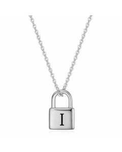Retro Roman Numerals Lock Pendant Titanium Steel Plating Necklace CA07830520-Steel Color-01