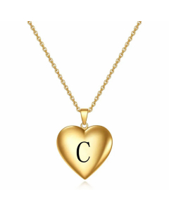 Minimalism Letter Heart Shape Titanium Steel Plating Pendant Necklace CA07830522