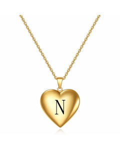 Minimalism Letter Heart Shape Titanium Steel Plating Pendant Necklace CA07830522