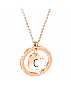 Hollow Out Round Letter Heart Shape Pendant Titanium Steel Necklace CA07830529