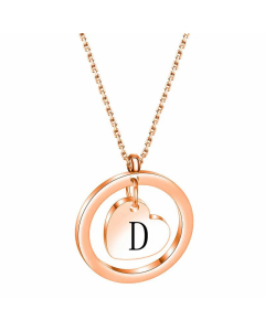 Hollow Out Round Letter Heart Shape Pendant Titanium Steel Necklace CA07830529