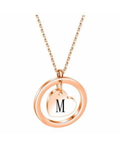 Hollow Out Round Letter Heart Shape Pendant Titanium Steel Necklace CA07830529