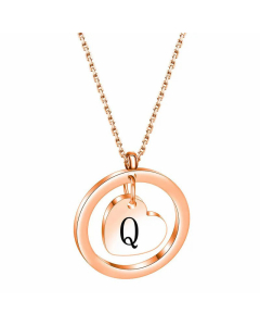 Hollow Out Round Letter Heart Shape Pendant Titanium Steel Necklace CA07830529