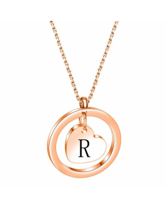 Hollow Out Round Letter Heart Shape Pendant Titanium Steel Necklace CA07830529