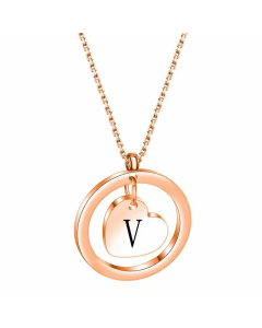 Hollow Out Round Letter Heart Shape Pendant Titanium Steel Necklace CA07830529