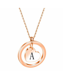 Hollow Out Round Letter Heart Shape Pendant Titanium Steel Necklace CA07830529