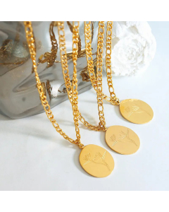 Minimalism Round Flower Pendent Titanium Steel Necklace CA07830530