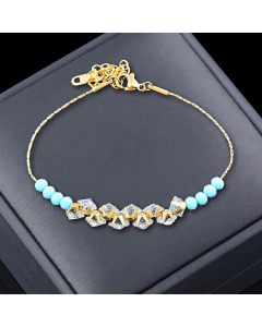 Vacation Plating Artificial Crystal Geometric Titanium Steel Bracelet Necklace CA07830533