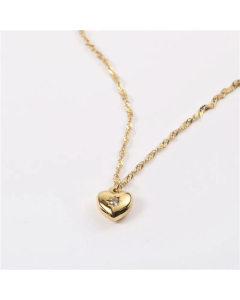 Classic Heart Shape Inlay Rhinestones Pendant Titanium Steel Necklace CA07830538