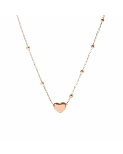 Heart Shape Pendent Plating Beads Chain Titanium Steel Necklace CA07830541-Rose Gold Color