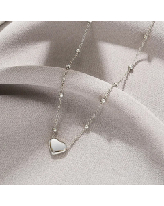 Heart Shape Pendent Plating Beads Chain Titanium Steel Necklace CA07830541-Steel Color