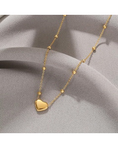 Heart Shape Pendent Plating Beads Chain Titanium Steel Necklace CA07830541