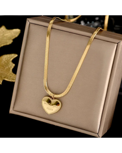 Elegant Letter Heart Shape Pendent Titanium Steel Plating Necklace CA07830543